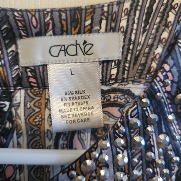 Cache 95% Silk Handkerchief Halter Top, size large - Picture 4 of 7